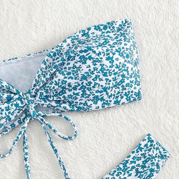 WDIRARA Women's 2 Piece Bandeau Floral Swimsuit Size Medium NWOT - Picture 6 of 7